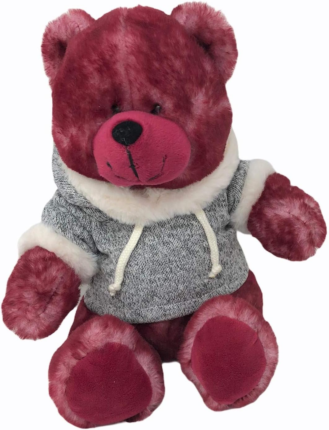 10" Plush Teddy Bear with Knit Hoodie (Berry)